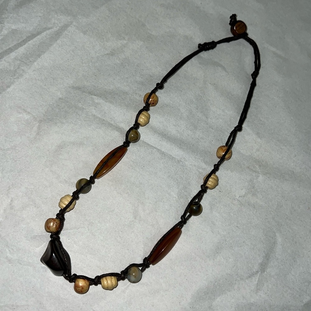 Wooden Stone Beaded Necklace